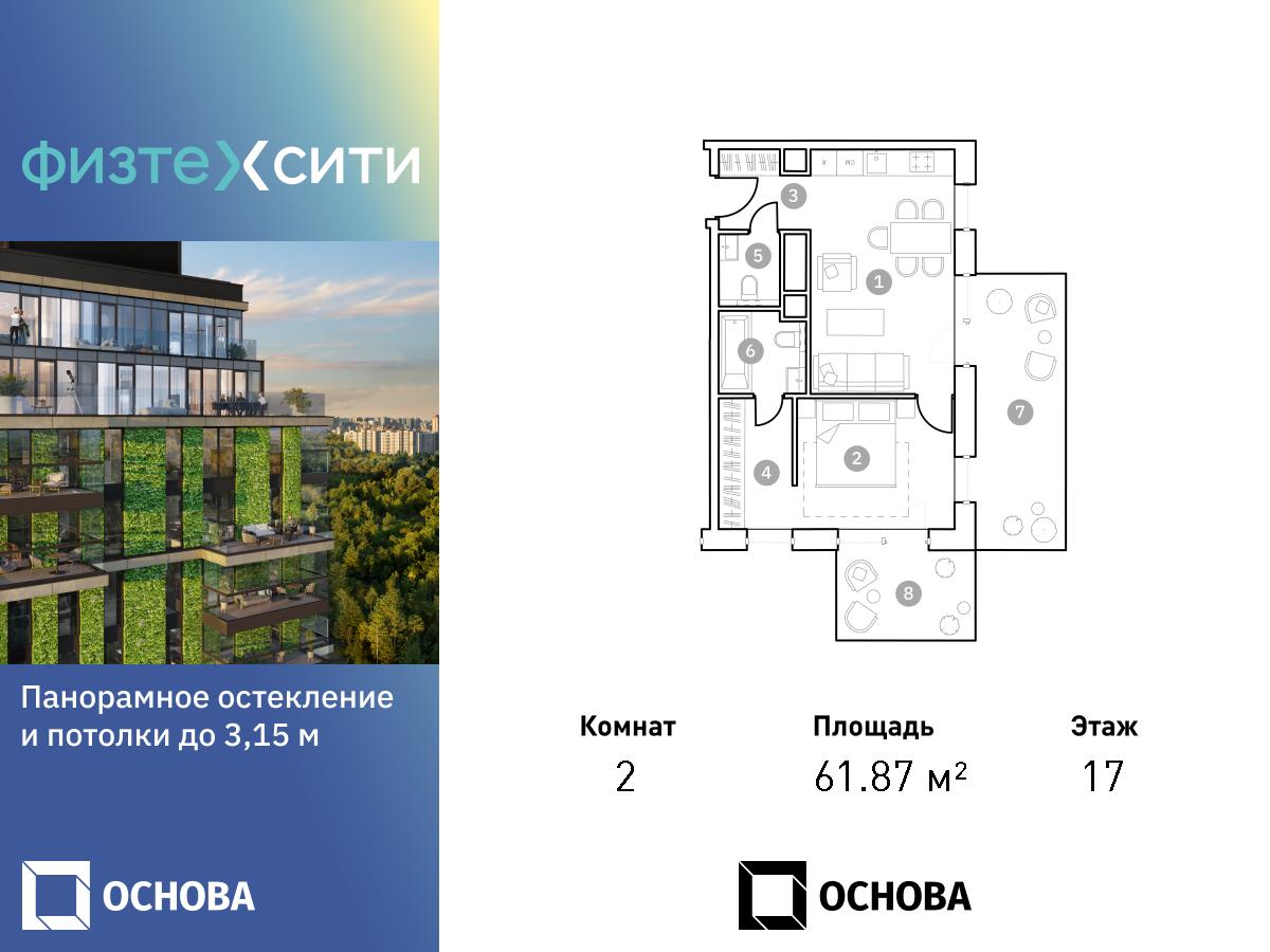 Планировка 2-комнатная квартира в ФизтехСити
