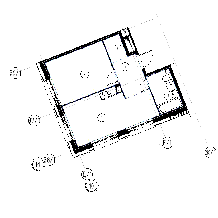 Планировка 1-комнатная квартира в ЖК Shagal (Шагал)