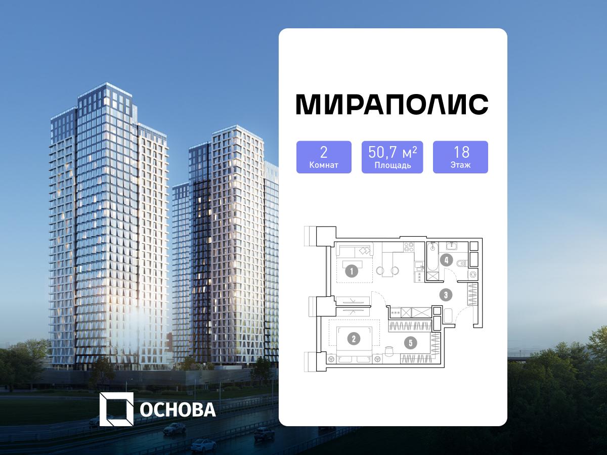 Планировка 2-комнатная квартира в МИРАПОЛИС