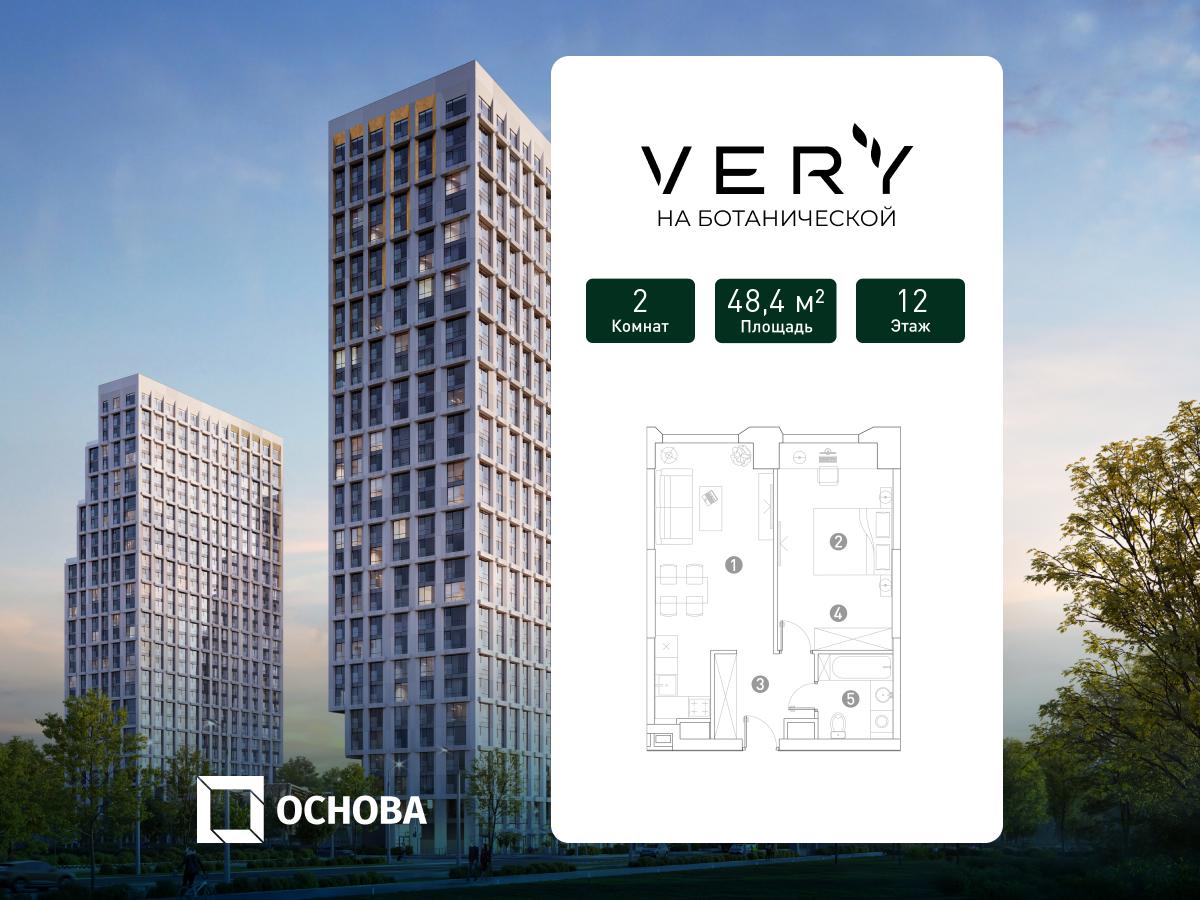 Планировка 2-комнатная квартира в ЖК "VERY на Ботанической"