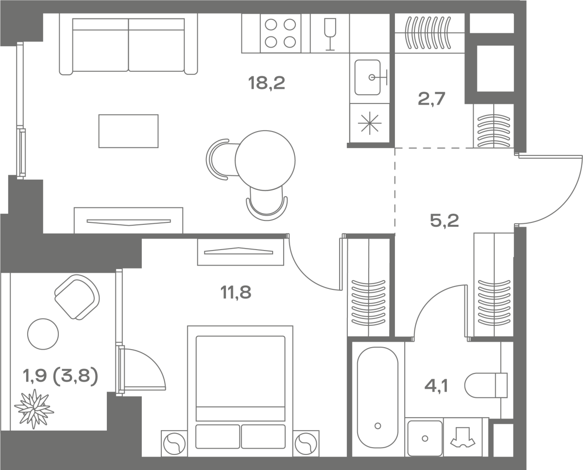 Планировка 1-комнатная квартира в ЖК Soul (Соул)