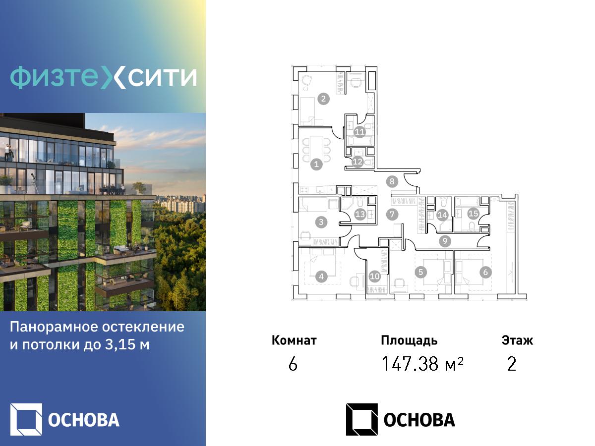 Планировка Многокомнатная квартира в ФизтехСити