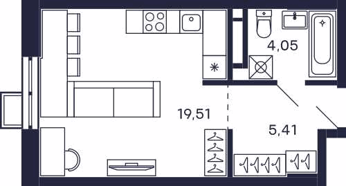 Планировка Студийная планировка в Квартал "Тетрис"