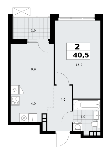 Планировка 2-комнатная квартира в Жилой район "Скандинавия"