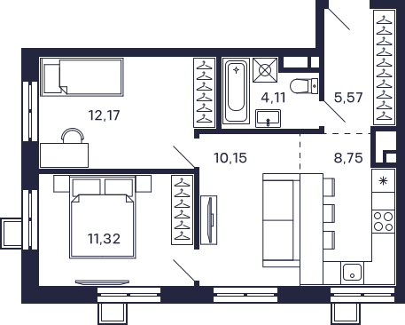 Планировка 2-комнатная квартира в Квартал "Тетрис"