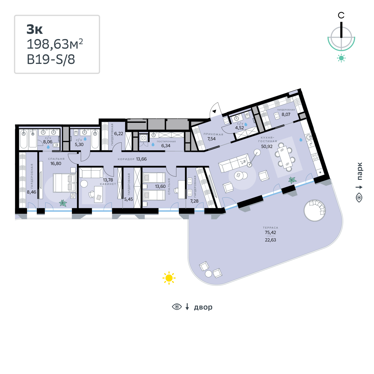 Планировка 3-комнатная квартира в СберСити в Рублёво-Архангельском