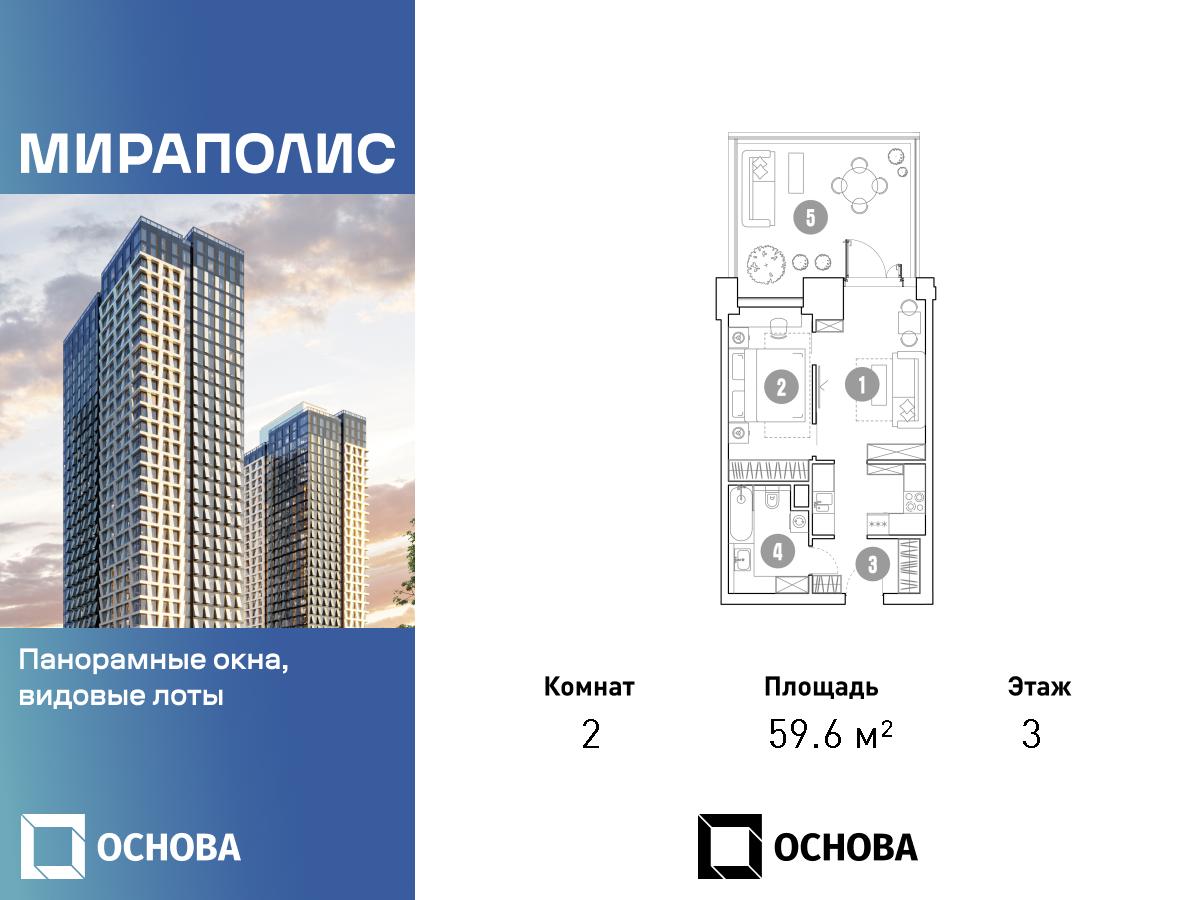 Планировка 2-комнатная квартира в МИРАПОЛИС