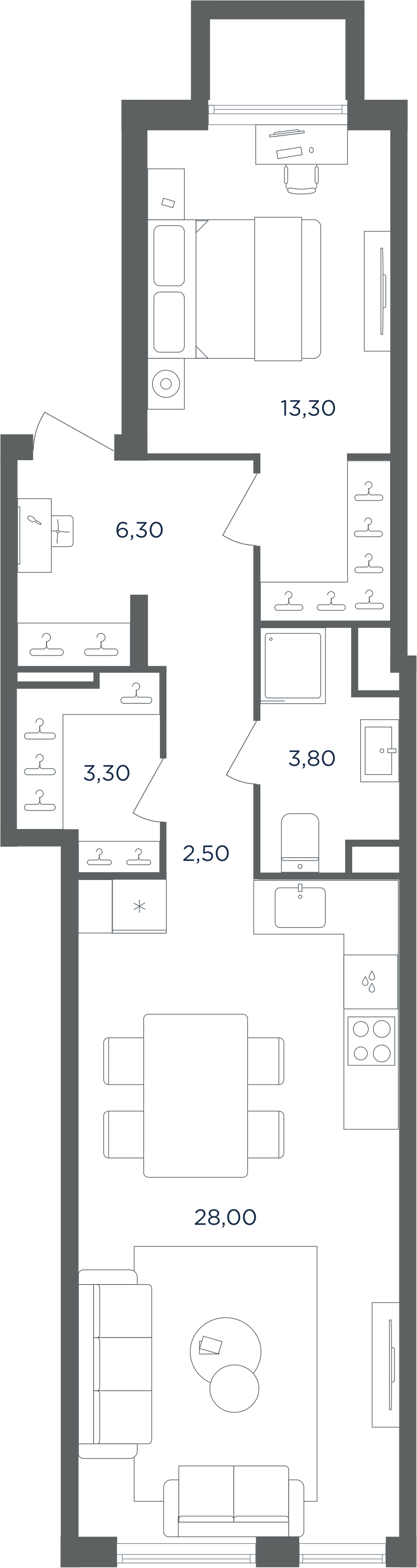 Планировка 2-комнатная квартира в ЖК "Равновесие"