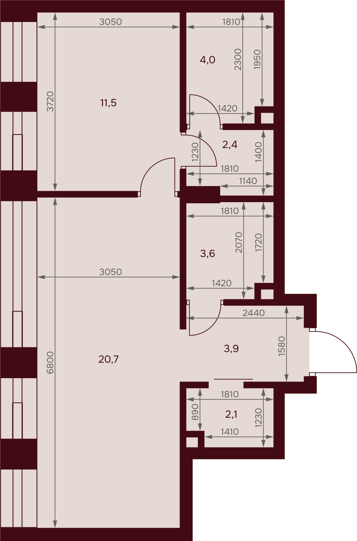 Планировка 1-комнатная квартира в ЖК "Дом 7 Даниловский"