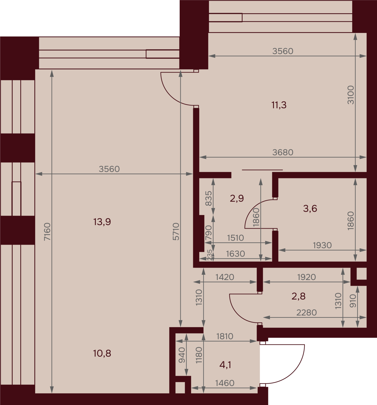 Планировка 1-комнатная квартира в ЖК "Дом 7 Даниловский"