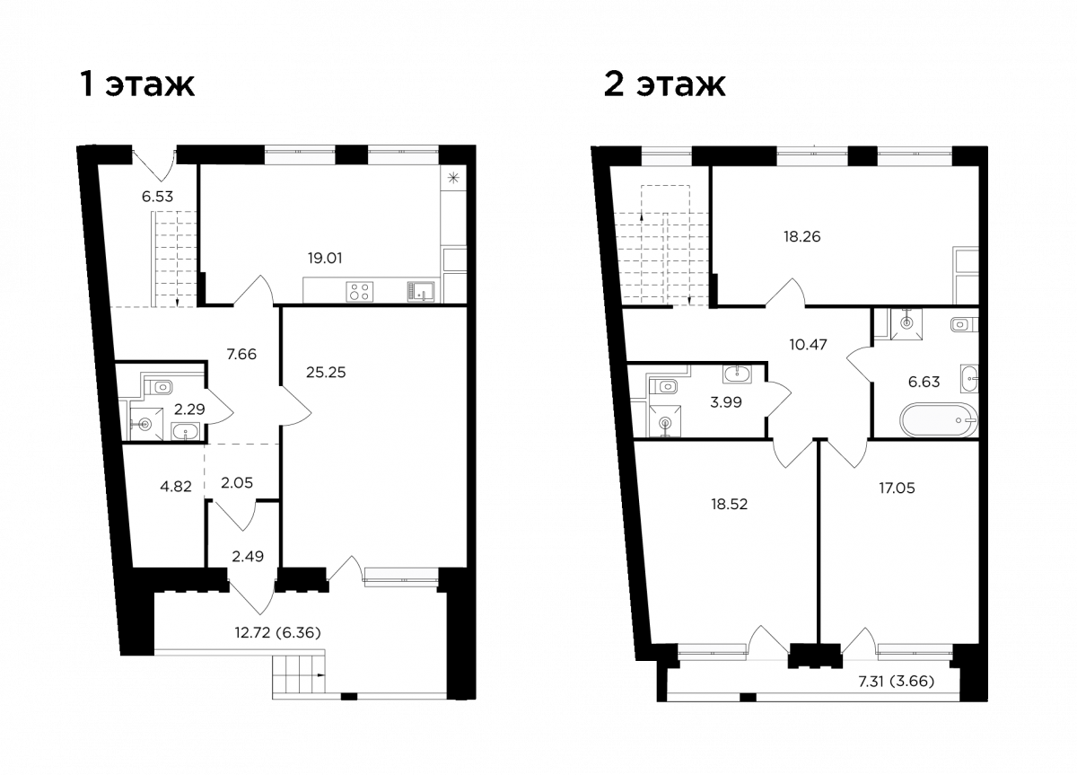 Планировка 4-комнатная квартира в ЖК River Sky (Ривер Скай)