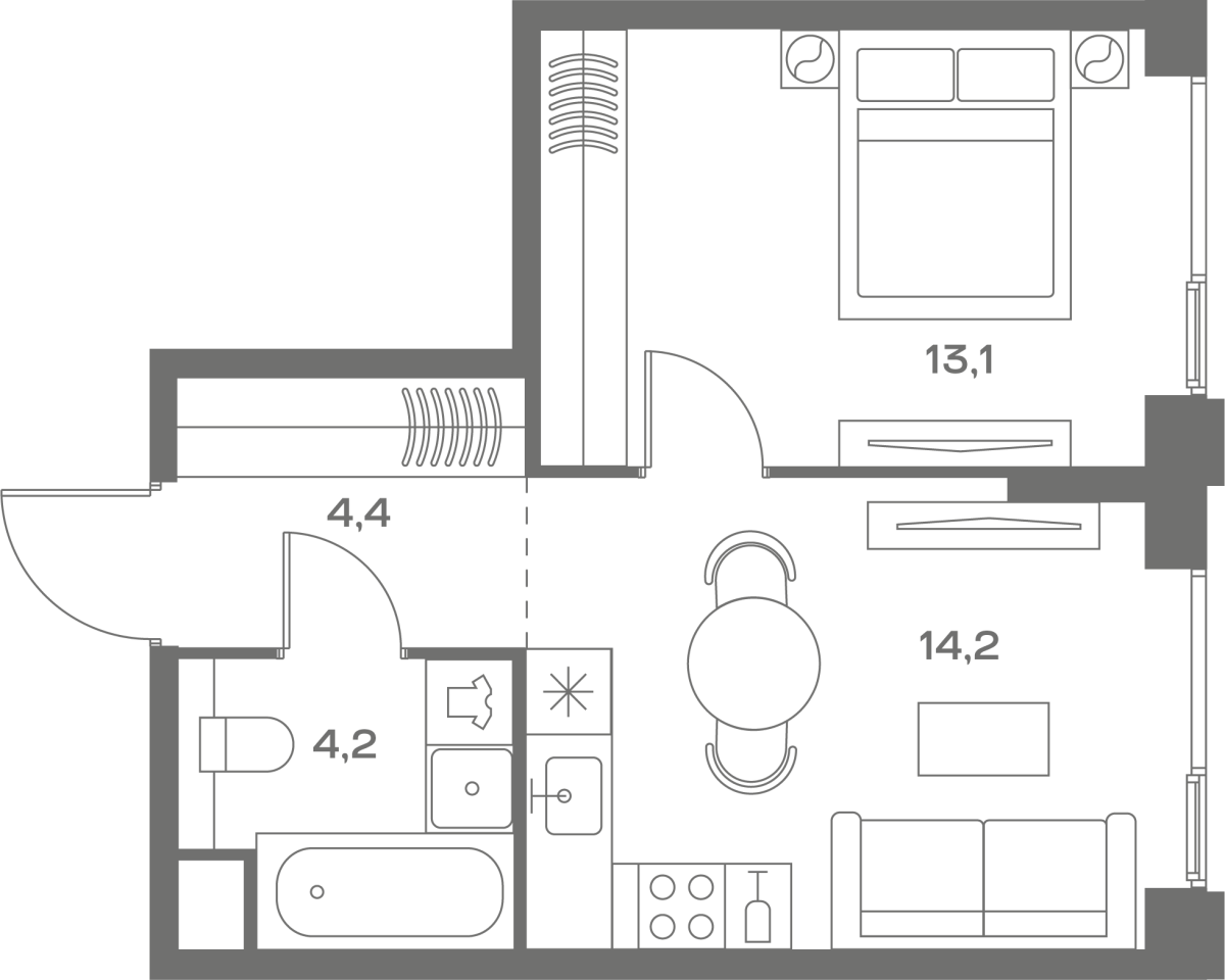Планировка 1-комнатная квартира в ЖК Soul (Соул)