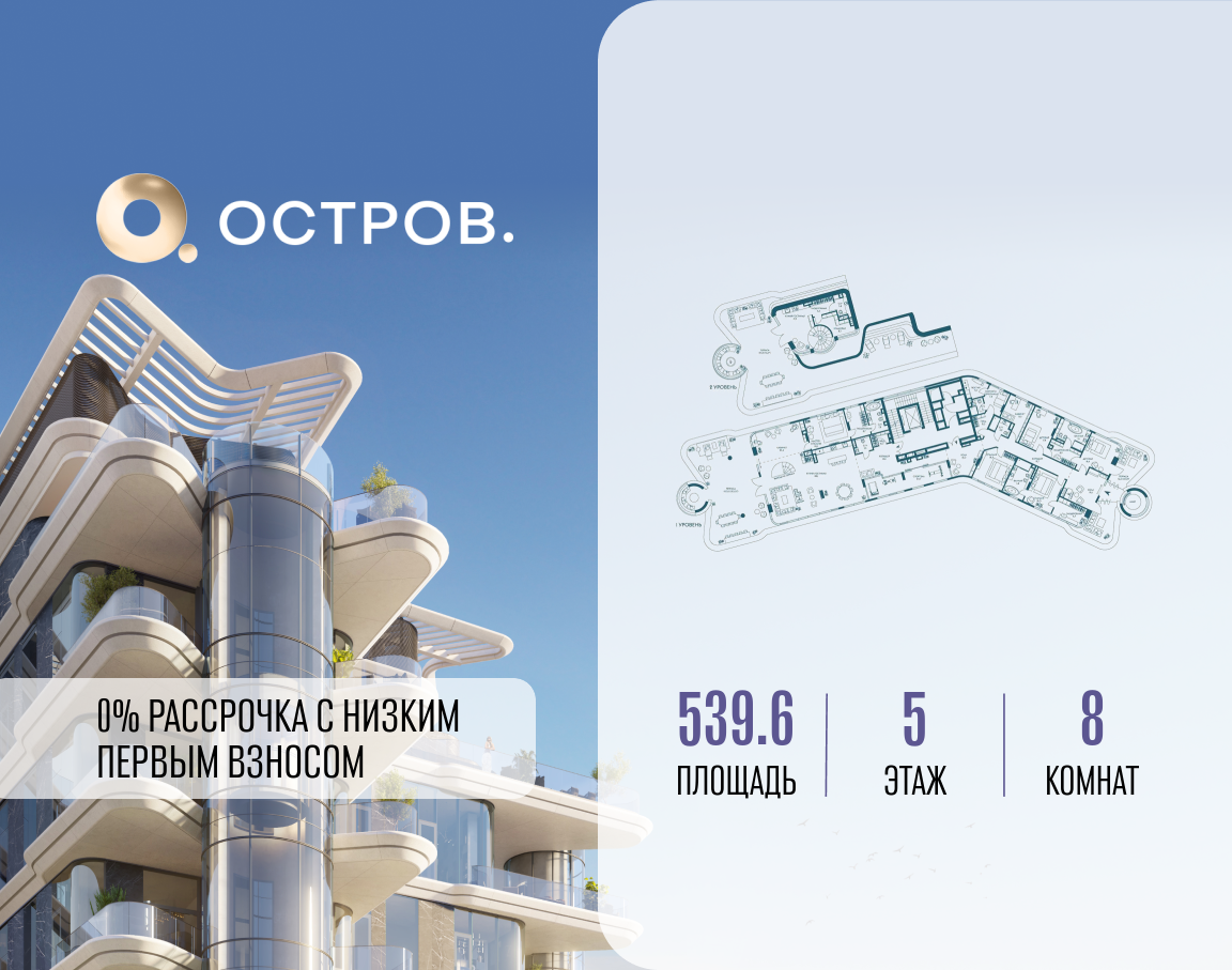 Планировка Многокомнатная квартира в ЖК "Остров"