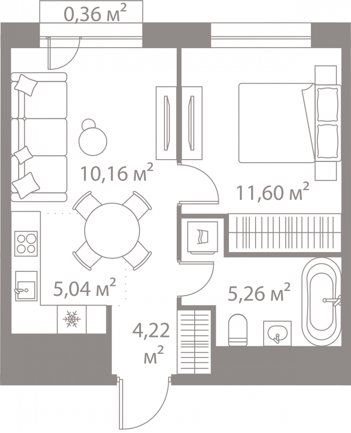 Планировка 1-комнатная квартира в Жилой квартал "Лайф Варшавская" (LIFE Варшавская)