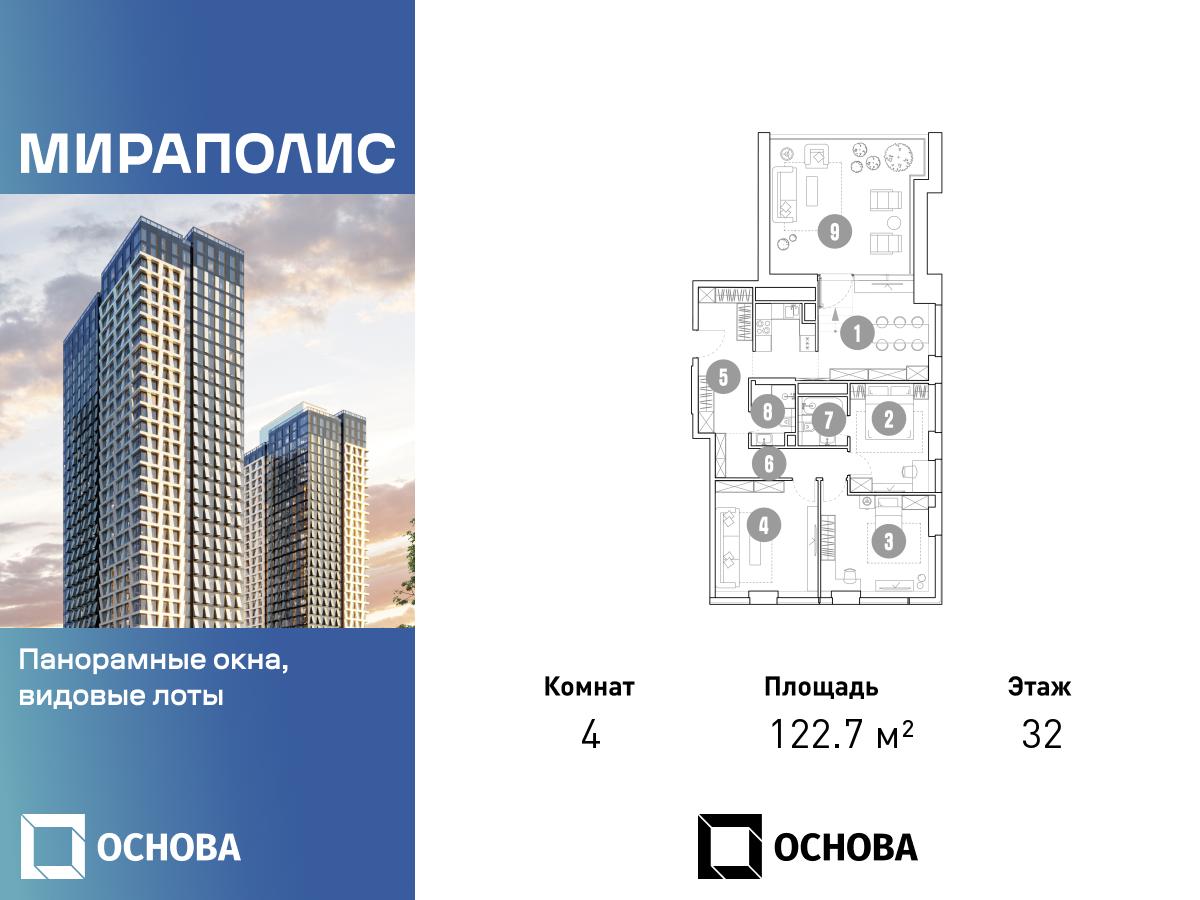 Планировка 4-комнатная квартира в МИРАПОЛИС