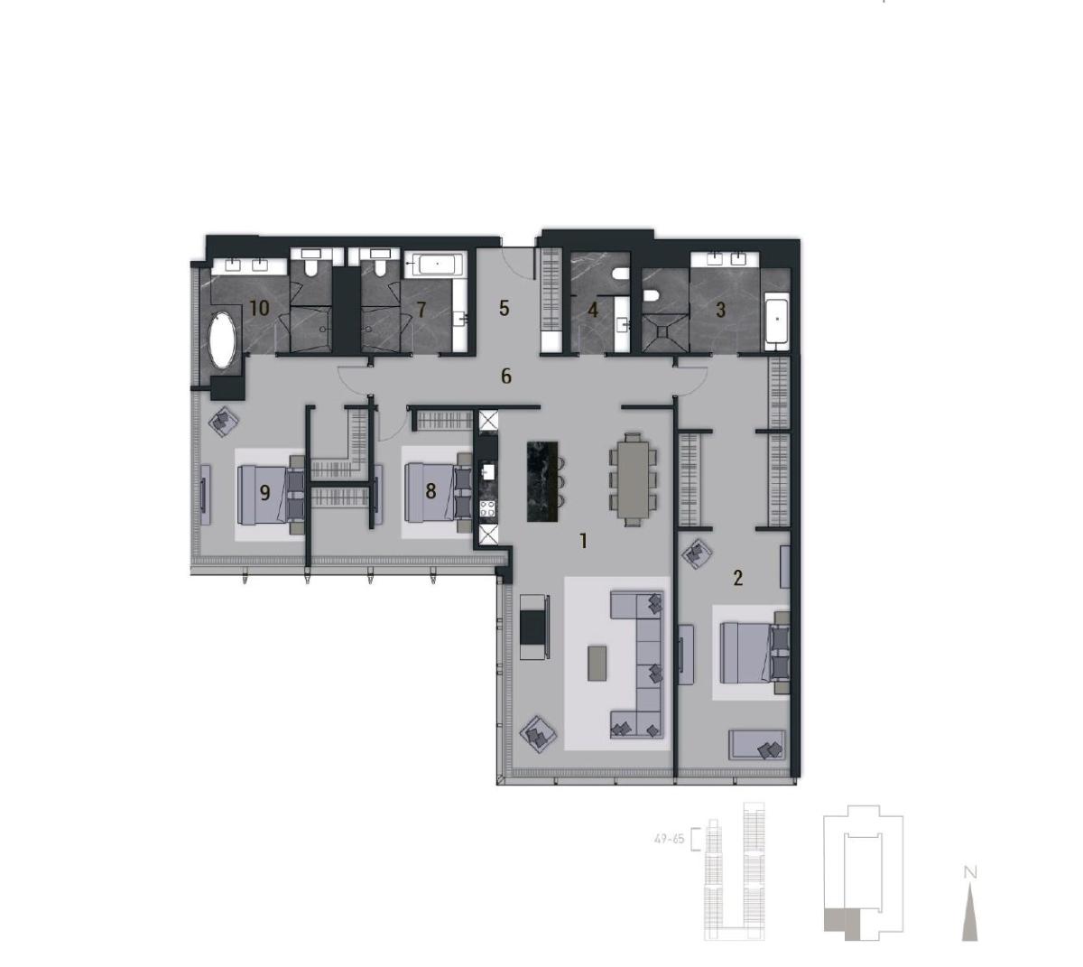 Планировка 4-комнатная квартира в ЖК NEVA TOWERS (НЕВА ТАУЭРС)