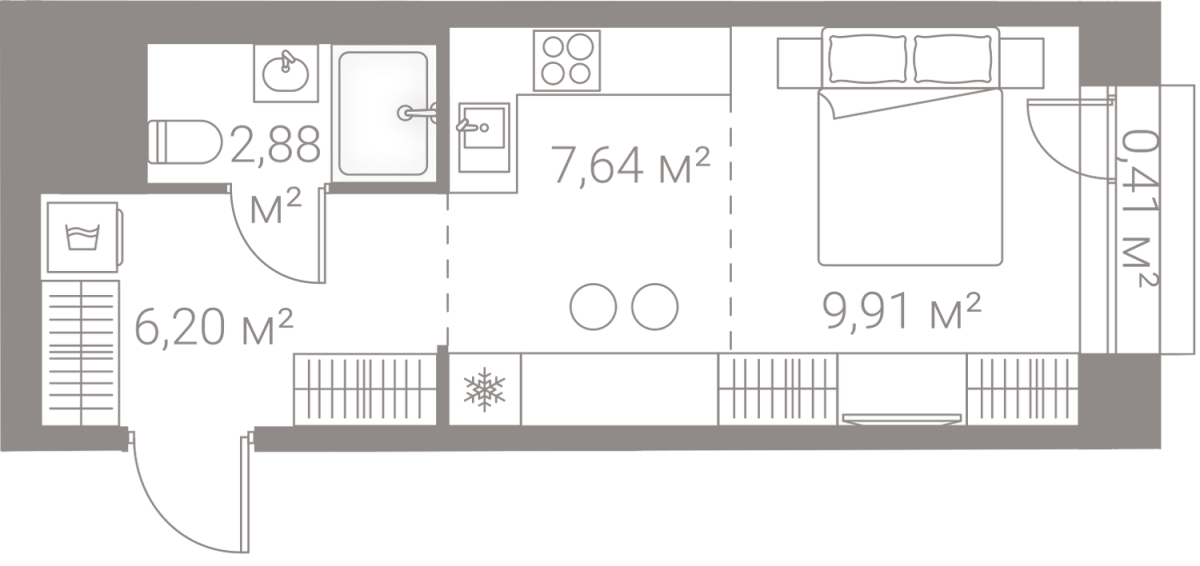 Планировка Студийная планировка в Жилой квартал "Лайф Варшавская" (LIFE Варшавская)