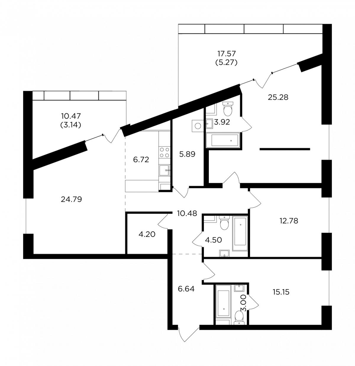 Планировка 4-комнатная квартира в ЖК FORIVER (Форивер)