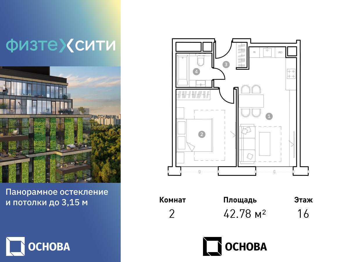 Планировка 2-комнатная квартира в ФизтехСити