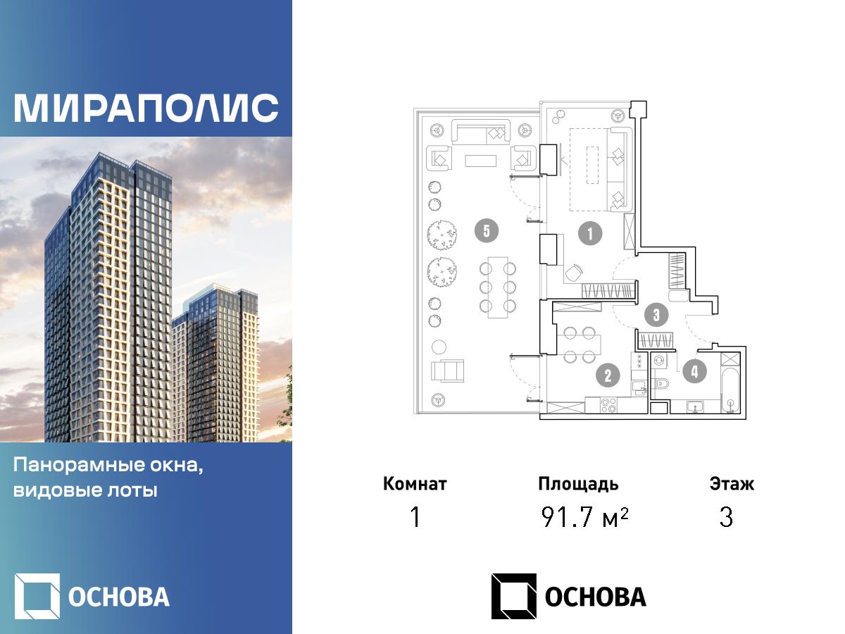 Планировка 1-комнатная квартира в МИРАПОЛИС