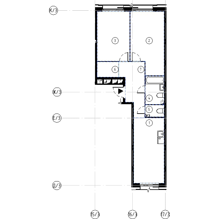 Планировка 2-комнатная квартира в ЖК Shagal (Шагал)