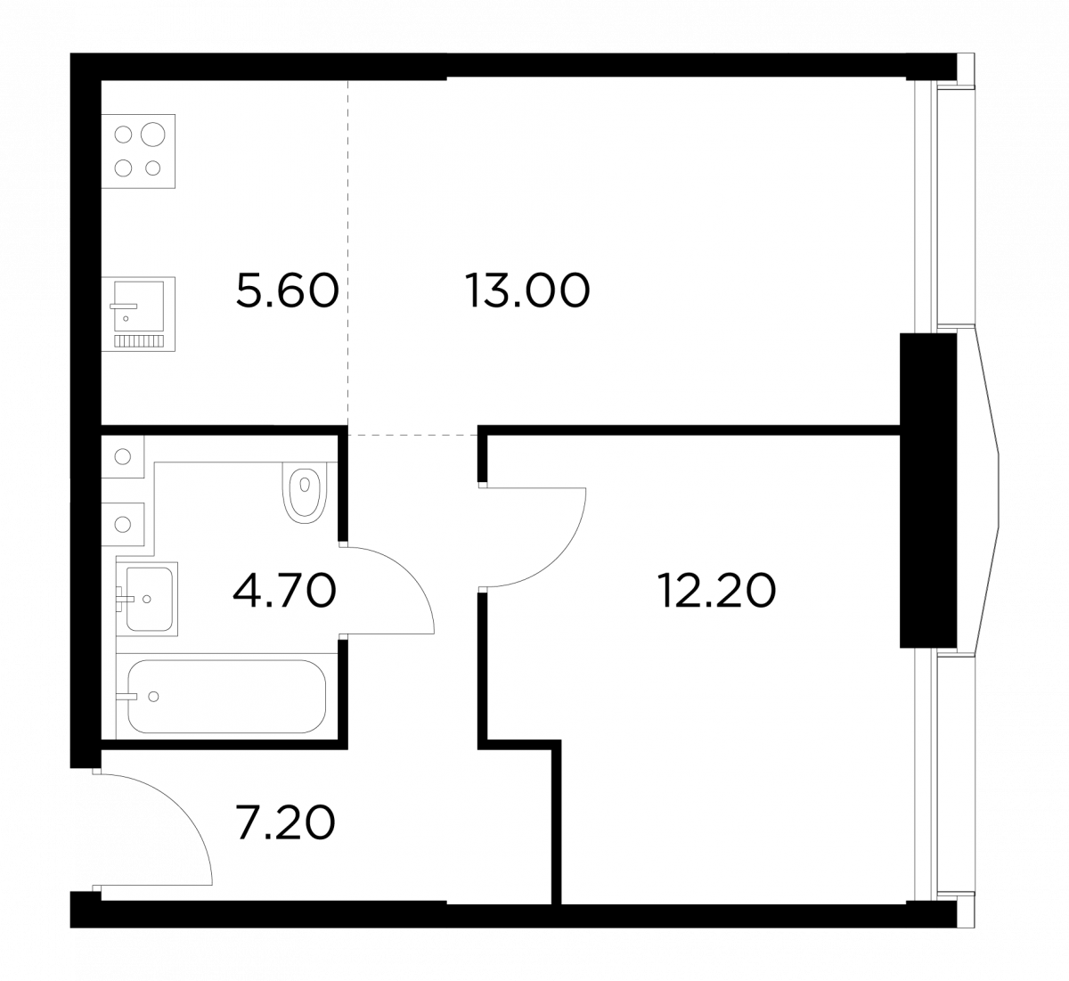 Планировка 2-комнатная квартира в ЖК INJOY (Инджой)