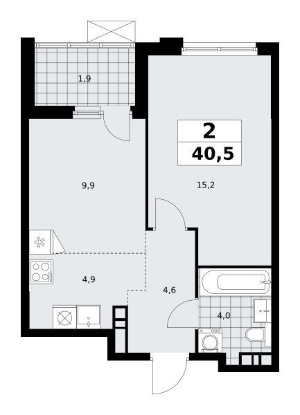 Планировка 2-комнатная квартира в Жилой район "Скандинавия"