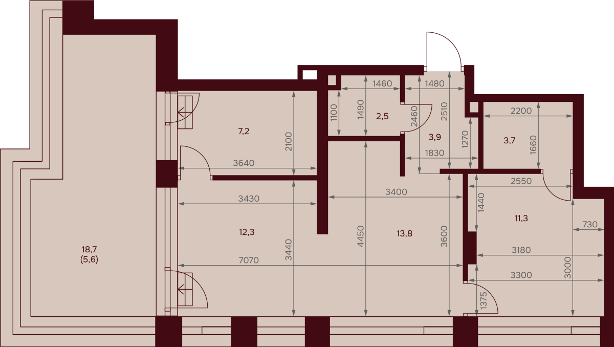 Планировка 1-комнатная квартира в ЖК "Дом 7 Даниловский"