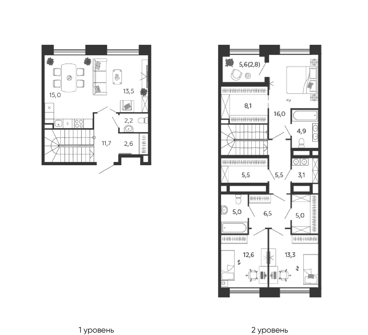 Планировка 4-комнатная квартира в ЖК Shagal (Шагал)