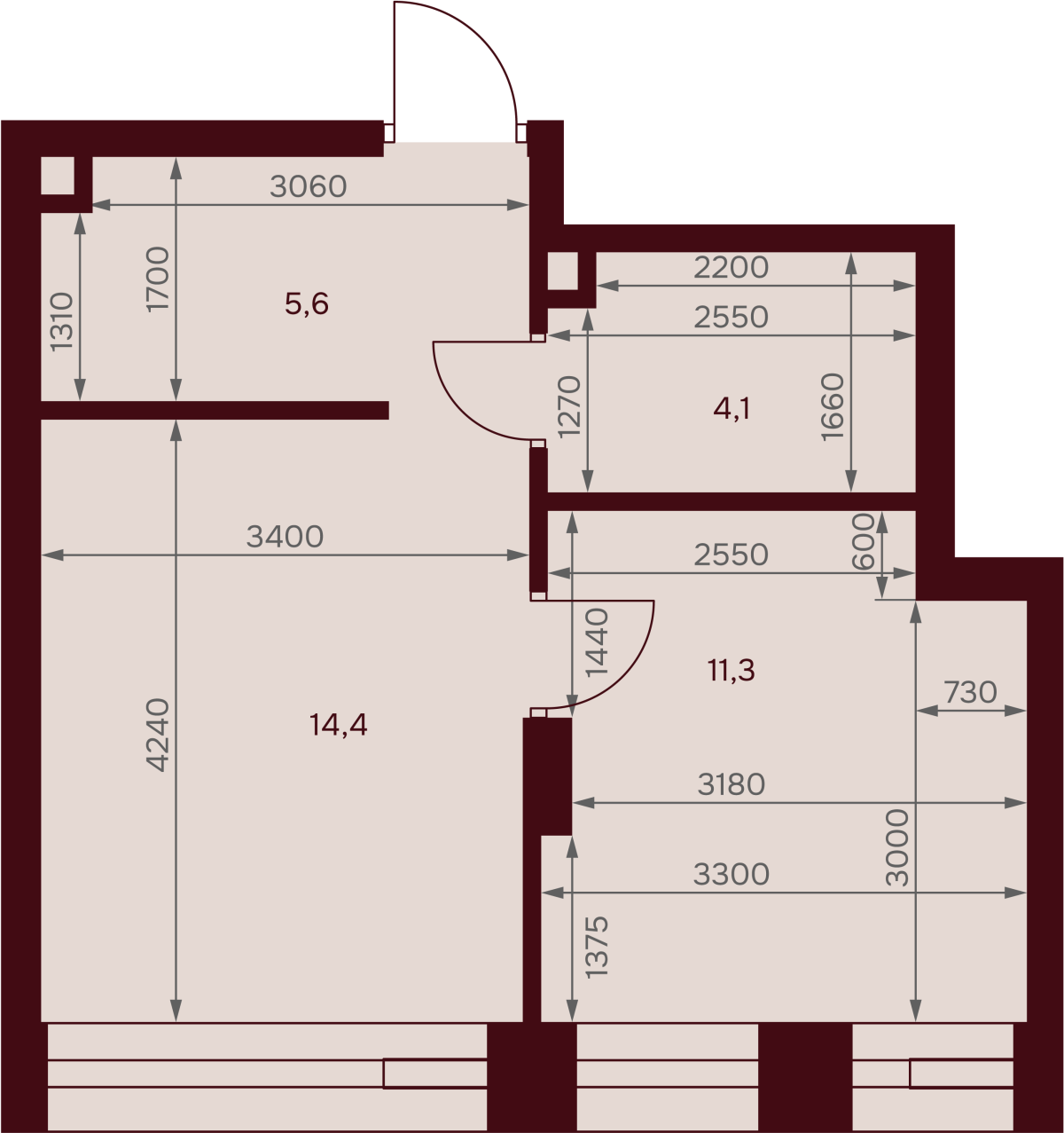 Планировка 1-комнатная квартира в ЖК "Дом 7 Даниловский"