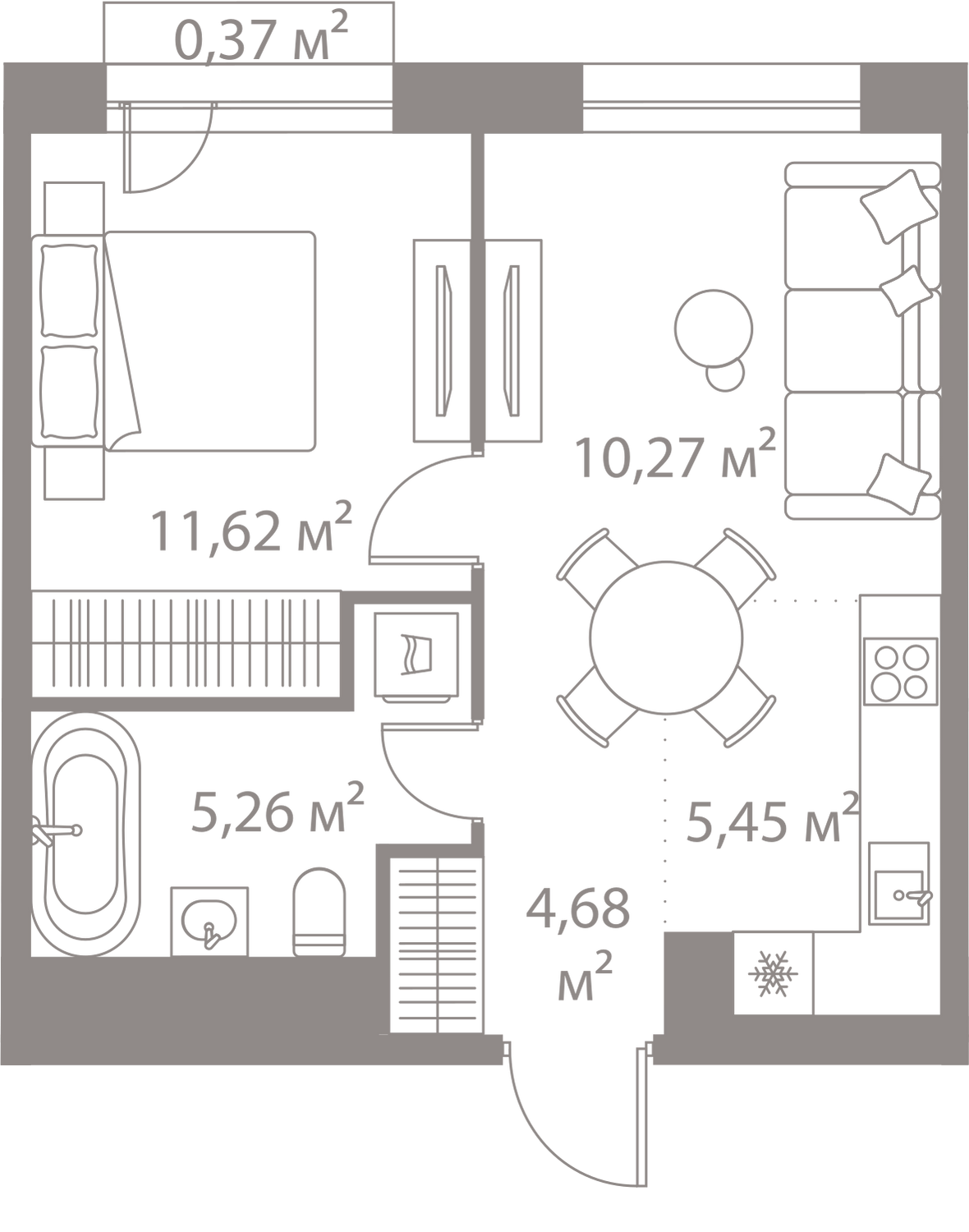 Планировка 1-комнатная квартира в Жилой квартал "Лайф Варшавская" (LIFE Варшавская)