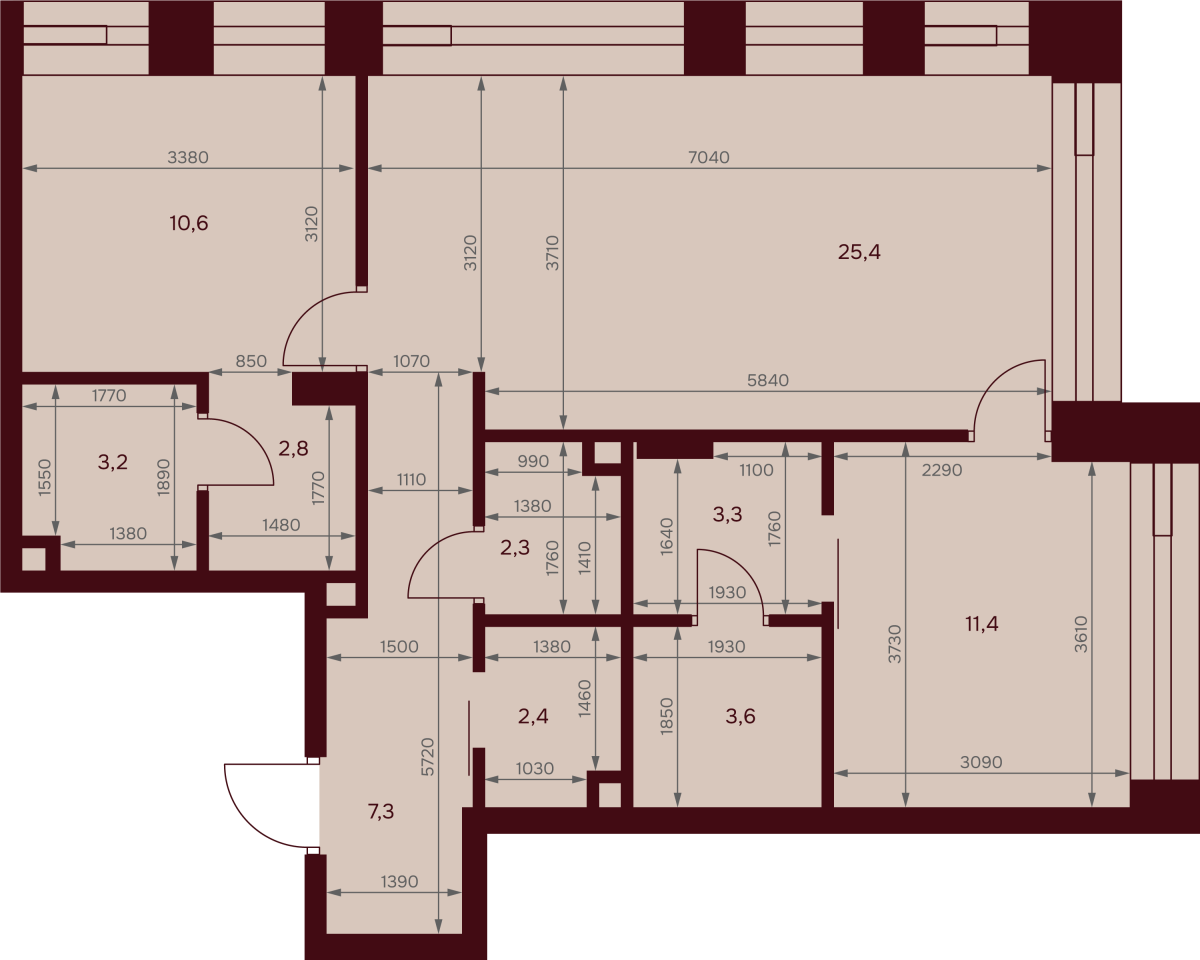 Планировка 2-комнатная квартира в ЖК "Дом 7 Даниловский"