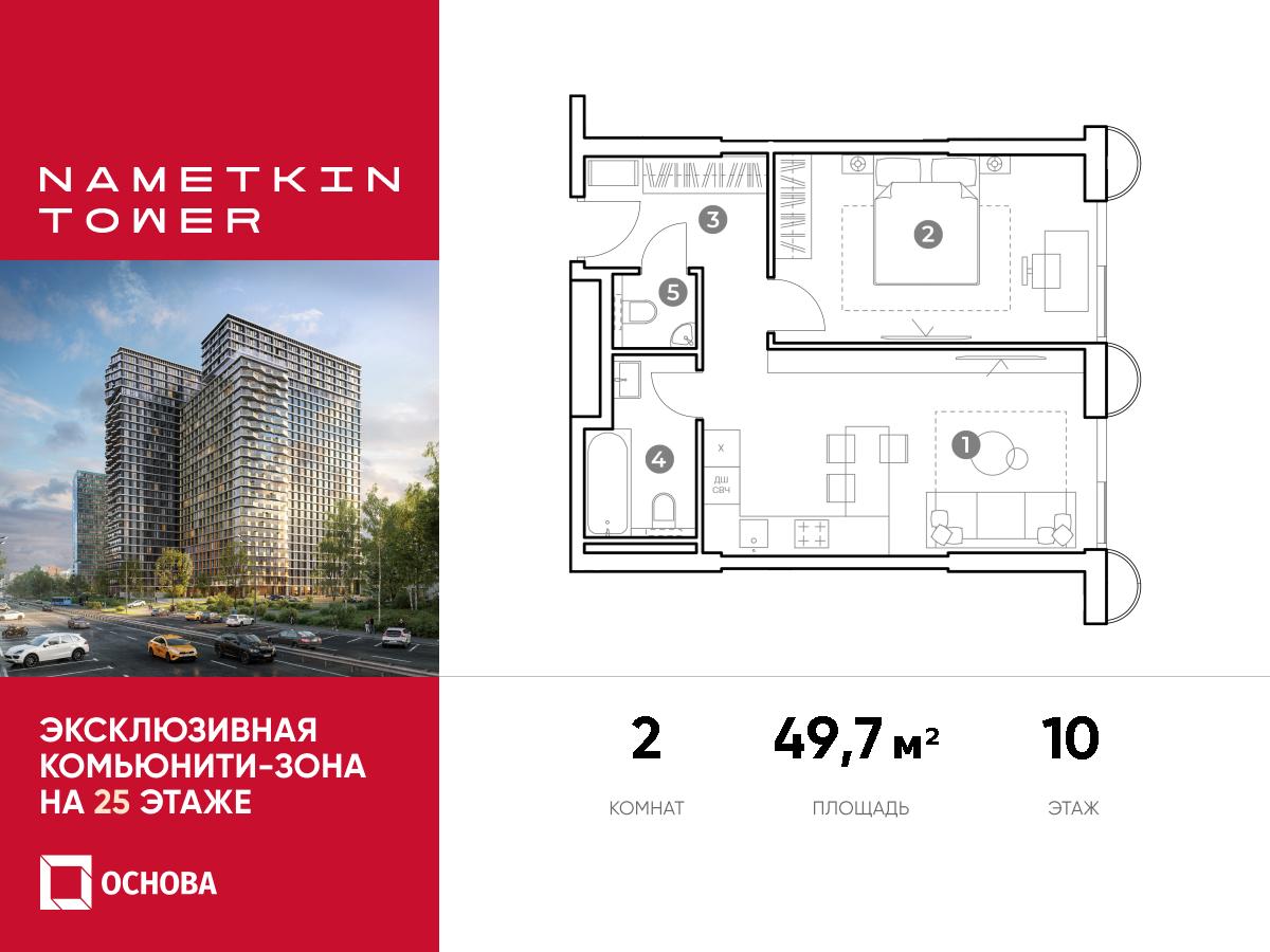 Планировка 2-комнатная квартира в ЖК Nametkin Tower (Наметкин Тауэр)
