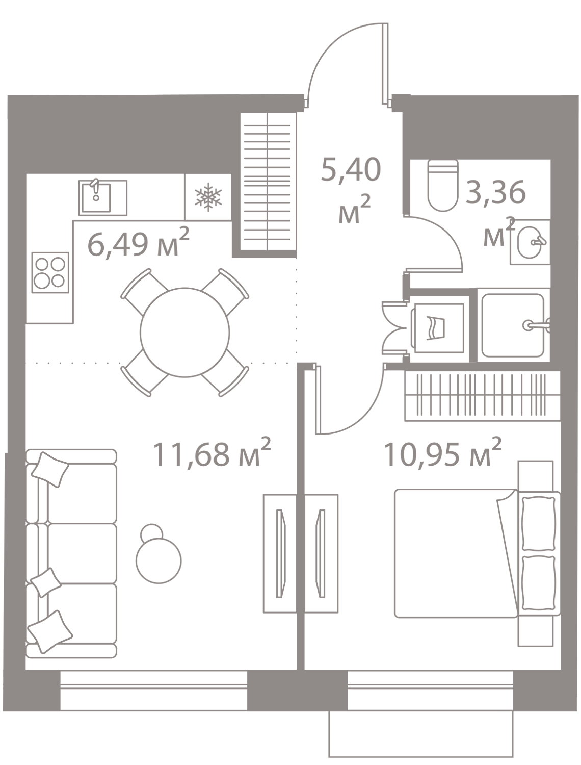 Планировка 1-комнатная квартира в Жилой квартал "LIFE Варшавская" (Лайф Варшавская)