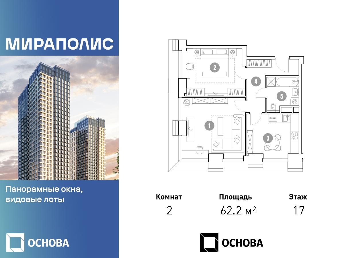 Планировка 2-комнатная квартира в МИРАПОЛИС