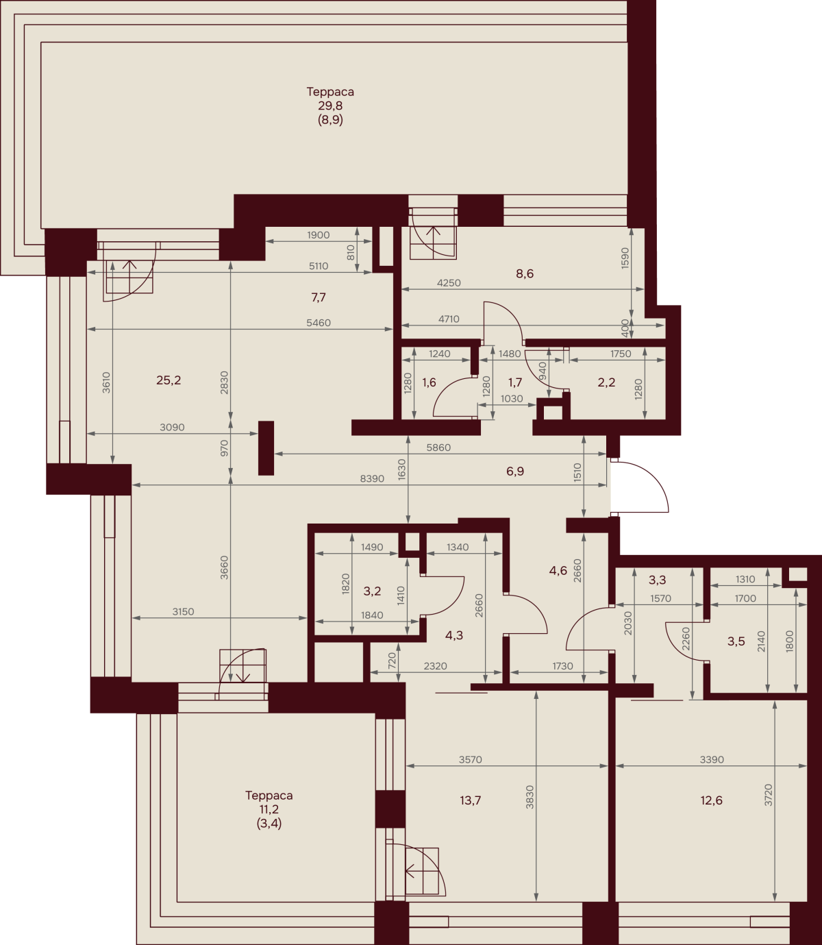 Планировка 2-комнатная квартира в ЖК "Дом 7 Даниловский"
