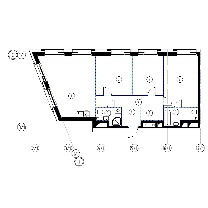 Планировка 3-комнатная квартира в ЖК Shagal (Шагал)