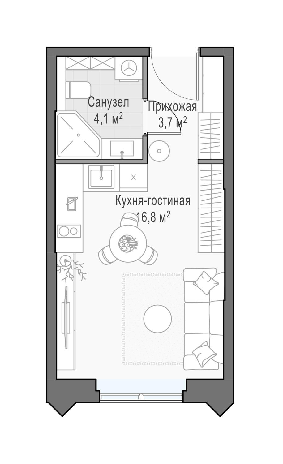 Планировка Студийная планировка в Дом "Достижение"