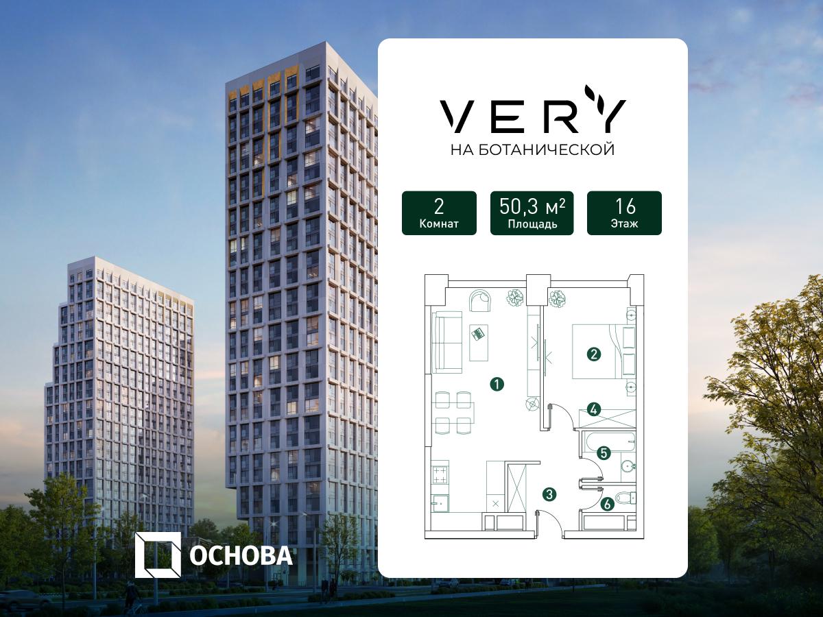 Планировка 2-комнатная квартира в ЖК "VERY на Ботанической"