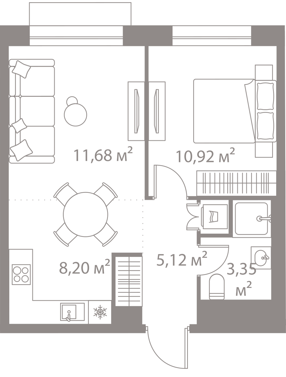 Планировка 1-комнатная квартира в Жилой квартал "LIFE Варшавская" (Лайф Варшавская)