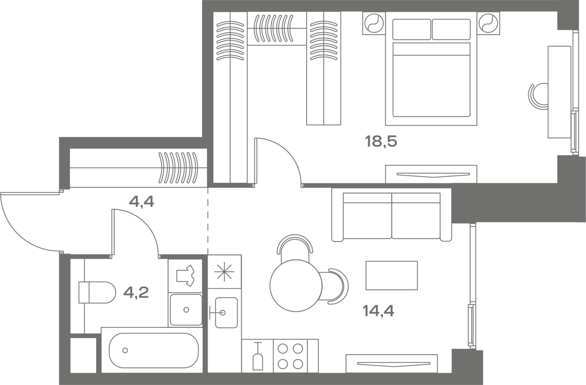 Планировка 1-комнатная квартира в ЖК Soul (Соул)