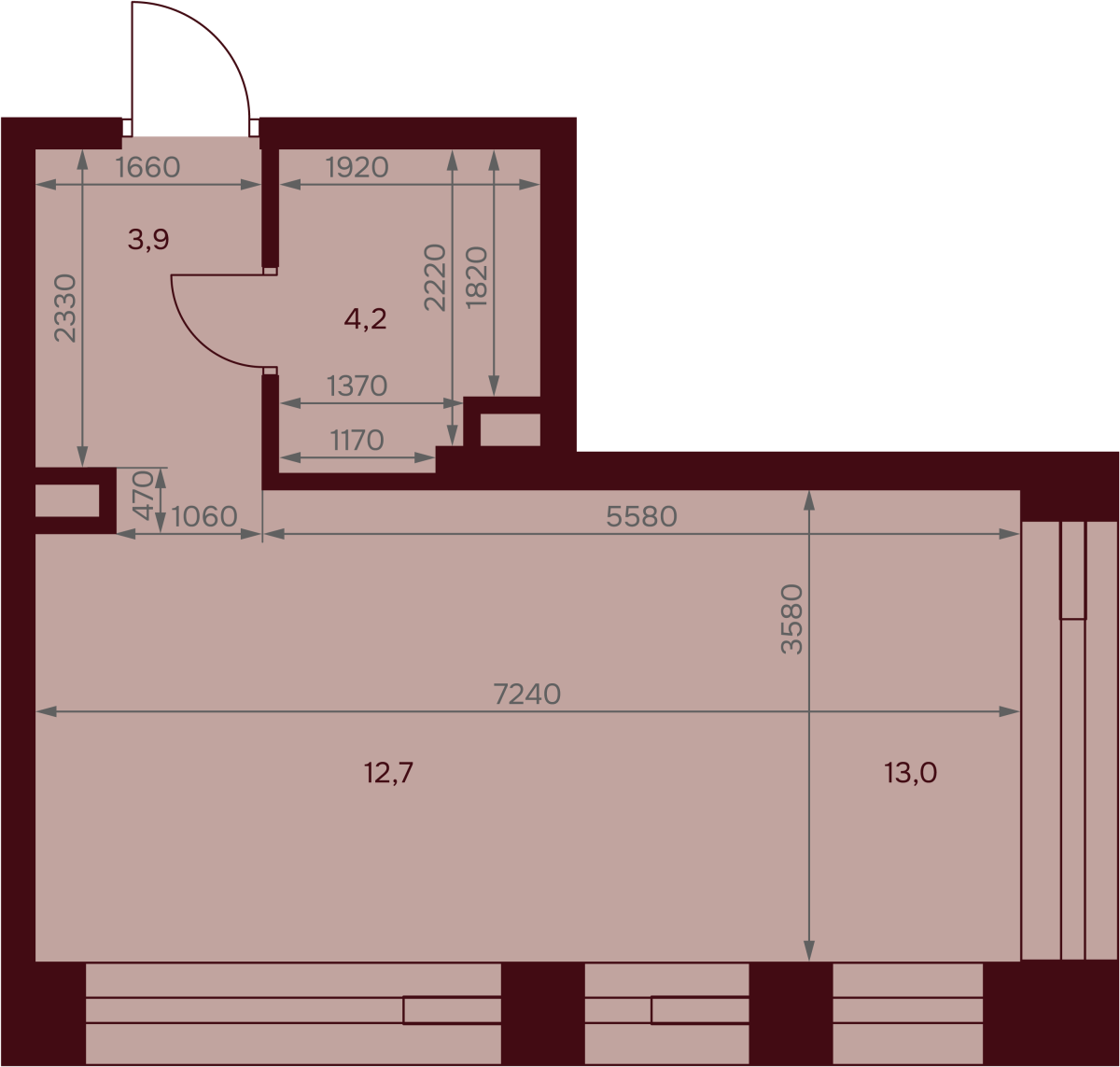 Планировка 1-комнатная квартира в ЖК "Дом 7 Даниловский"