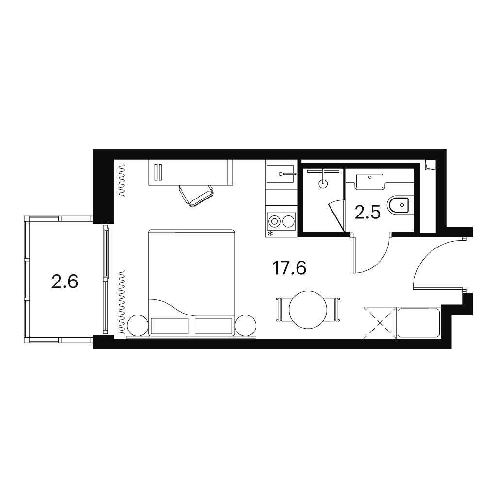 Планировка 1-комнатная квартира в ЖК "Аквилон Signal" (Аквилон Сигнал)