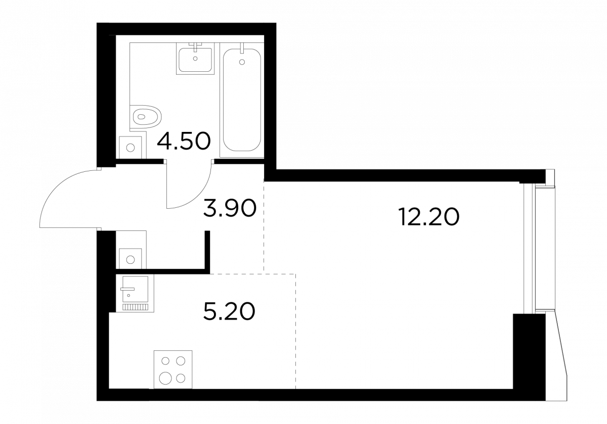 Планировка 1-комнатная квартира в ЖК INJOY (Инджой)