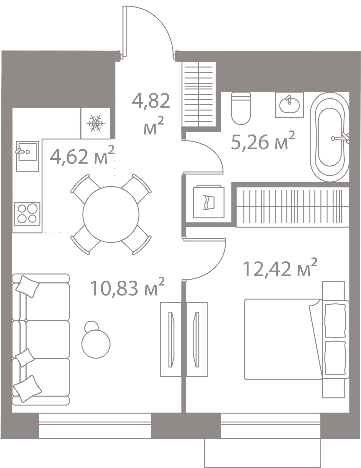 Планировка 1-комнатная квартира в Жилой квартал "Лайф Варшавская" (LIFE Варшавская)