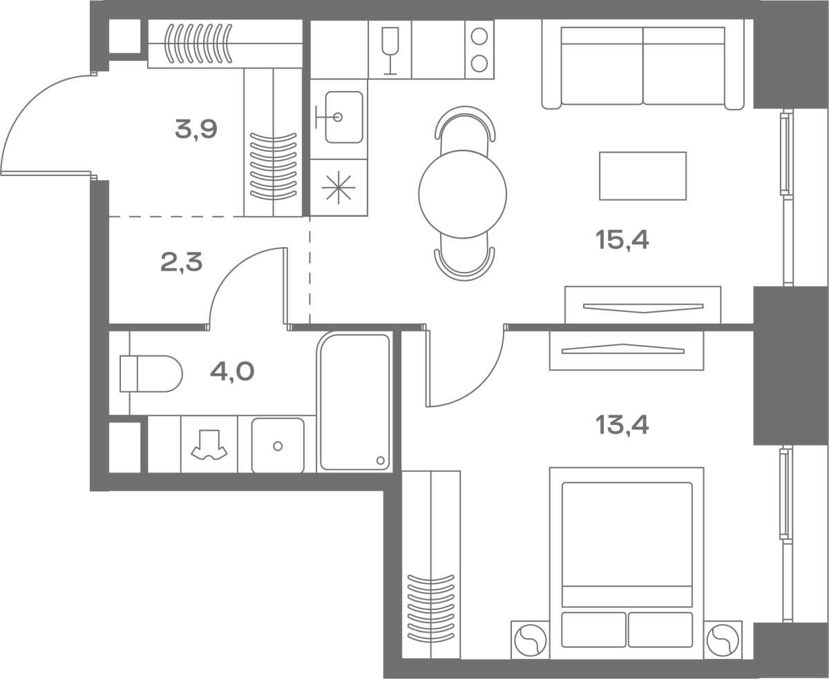 Планировка 1-комнатная квартира в ЖК Soul (Соул)