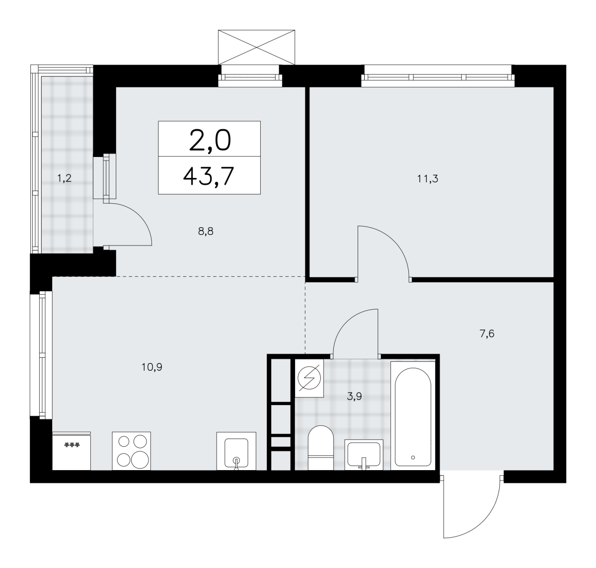 Планировка 2-комнатная квартира в Жилой район "Скандинавия"