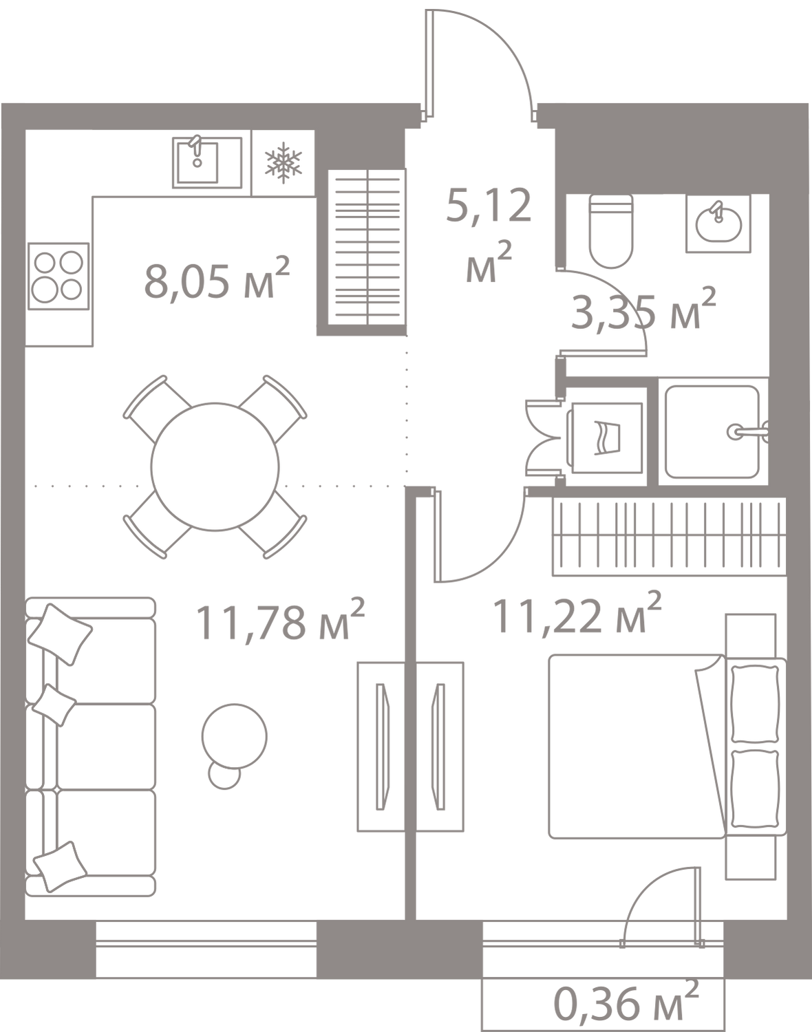 Планировка 1-комнатная квартира в Жилой квартал "LIFE Варшавская" (Лайф Варшавская)