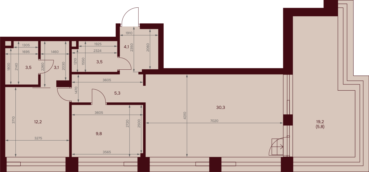 Планировка 2-комнатная квартира в ЖК "Дом 7 Даниловский"