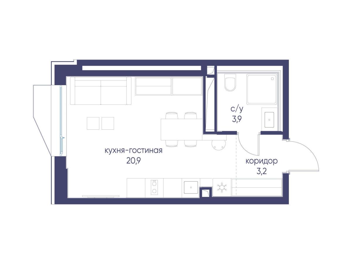 Планировка Студийная планировка в ЖК "Символ"